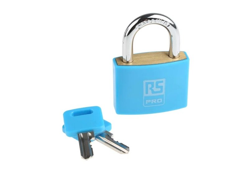 RS PRO All Weather Brass Padlock Blue 43mm