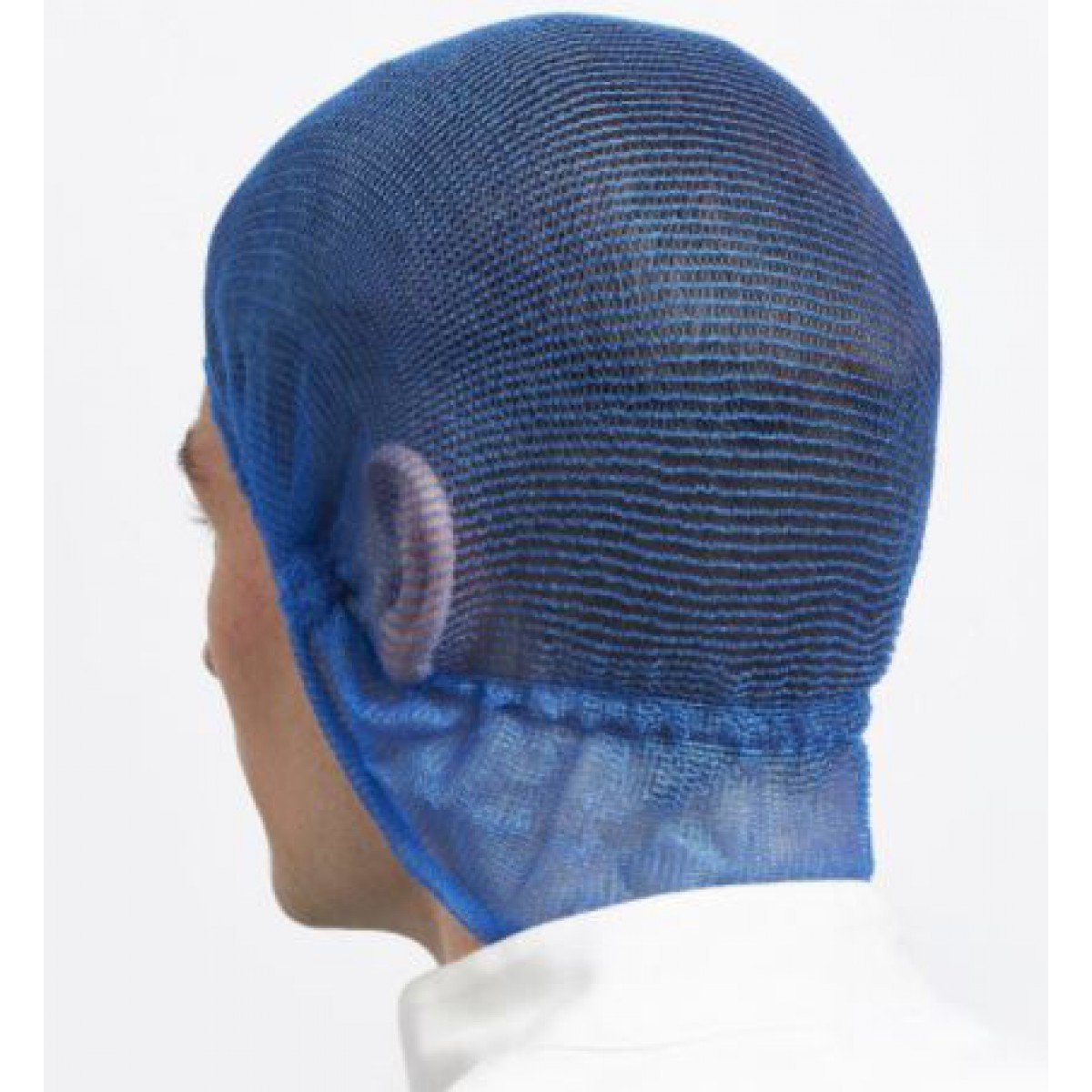 Hairtite HiCare Hairnet with Neck Guard Blue Metal Detectable